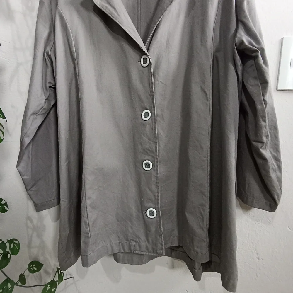Blazer Alongado de Sarja Cinza Oversized Tamanho GG