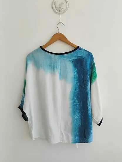 Viviane Furrier blusa amarração estampa tie-dye azul M G GG