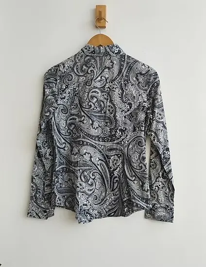 Michael Kors camisa estampa paisley marinho e branco - P