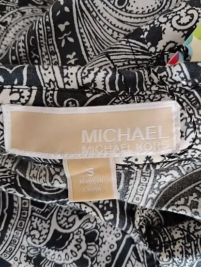 Michael Kors camisa estampa paisley marinho e branco - P