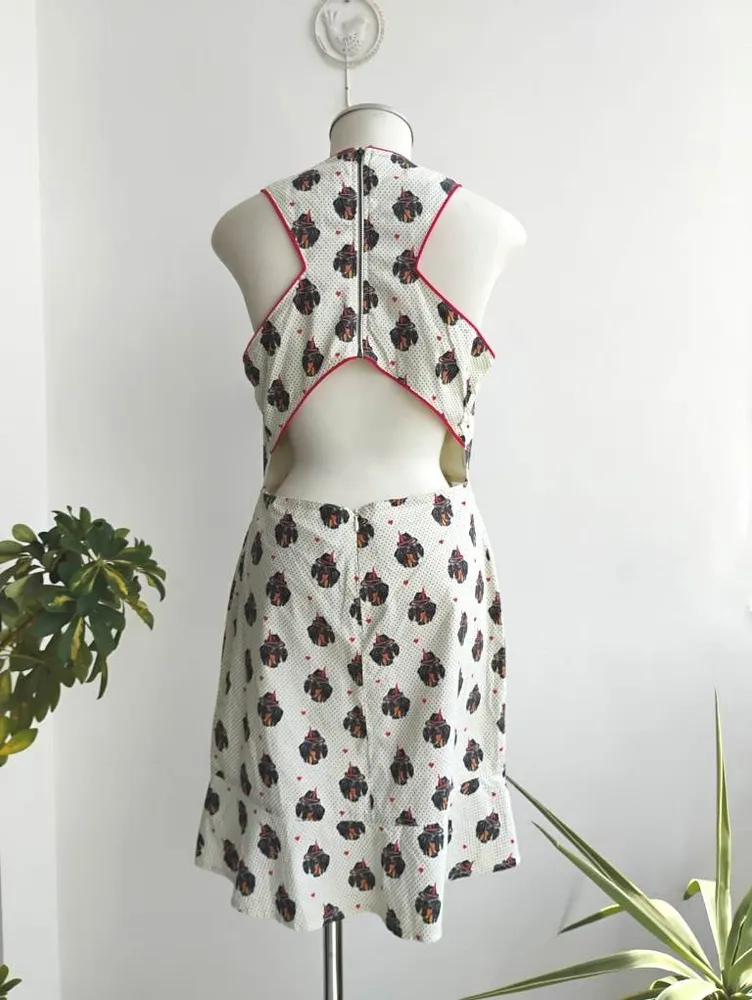 Vestido de costas vazadas estampa cachorros Antix  M