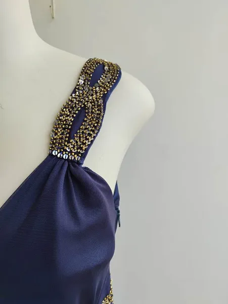 Vestido de festa curto azul-marinho bordado Iorane - M