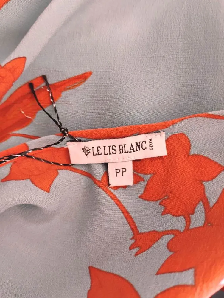 Vestido reto em seda floral azul e laranja Le Lis Blanc - PP