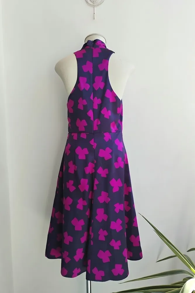 Emporio Armani Vestido cavado estampa roxo e pink - 42