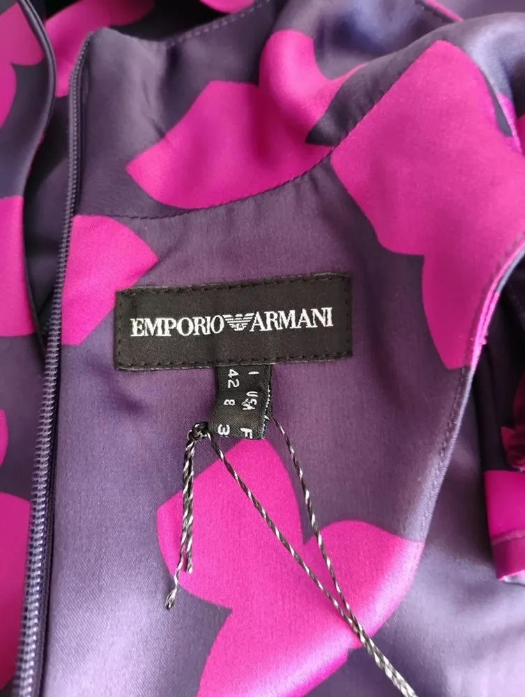 Emporio Armani Vestido cavado estampa roxo e pink - 42