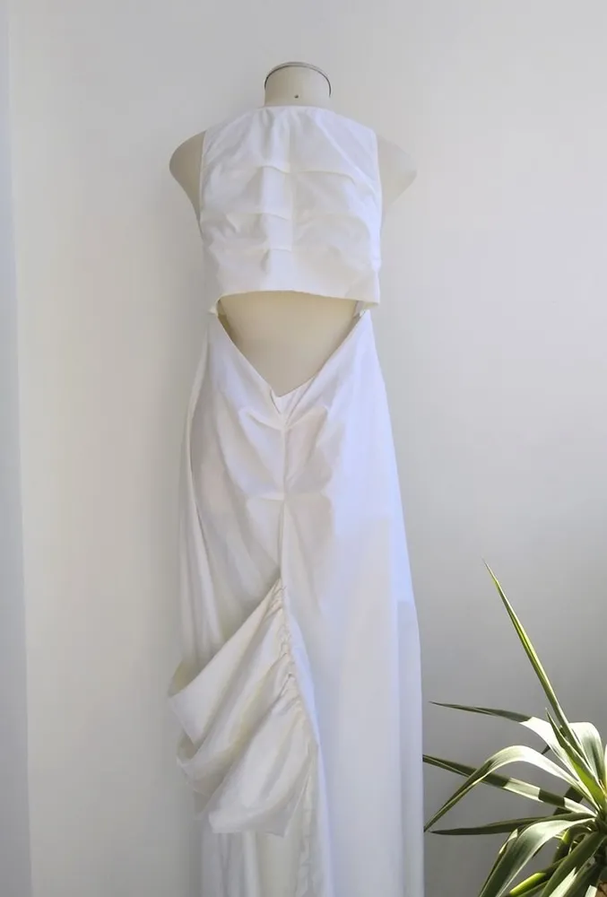 Osklen vestido de festa longo off-white - P