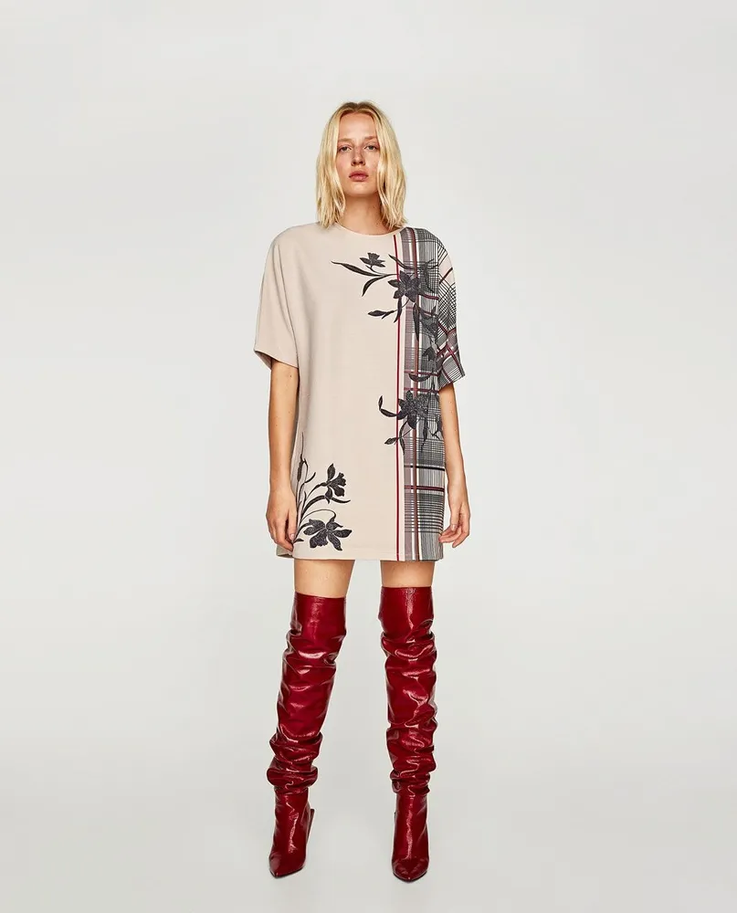 Zara Vestido reto amplo bege - P veste M