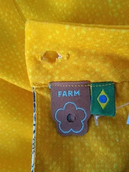 Farm Blusa cavada amarela estampa barrada - M