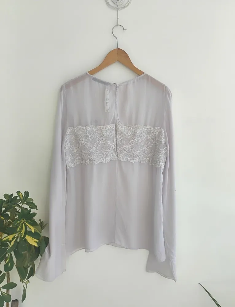 Animale Blusa de seda pura lilás com renda - 38