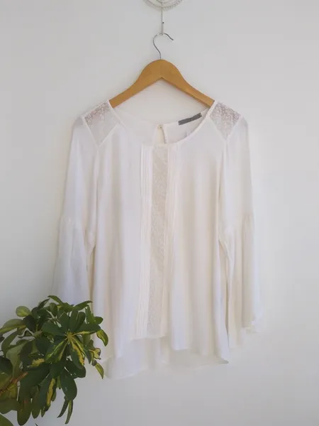 Absolutti Blusa off-white com entremeios - M