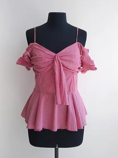 Bianza Blusa de alcinhas vichy vermelha - G
