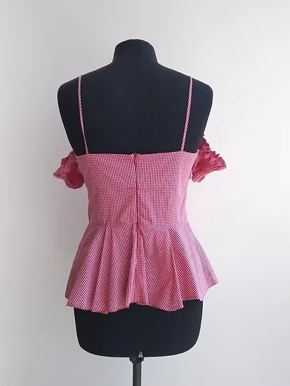 Bianza Blusa de alcinhas vichy vermelha - G