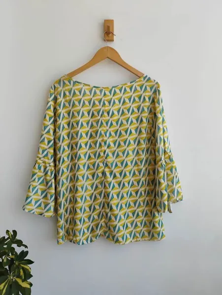 Mercatto Blusa estampa geométrica verde amarelo - GG