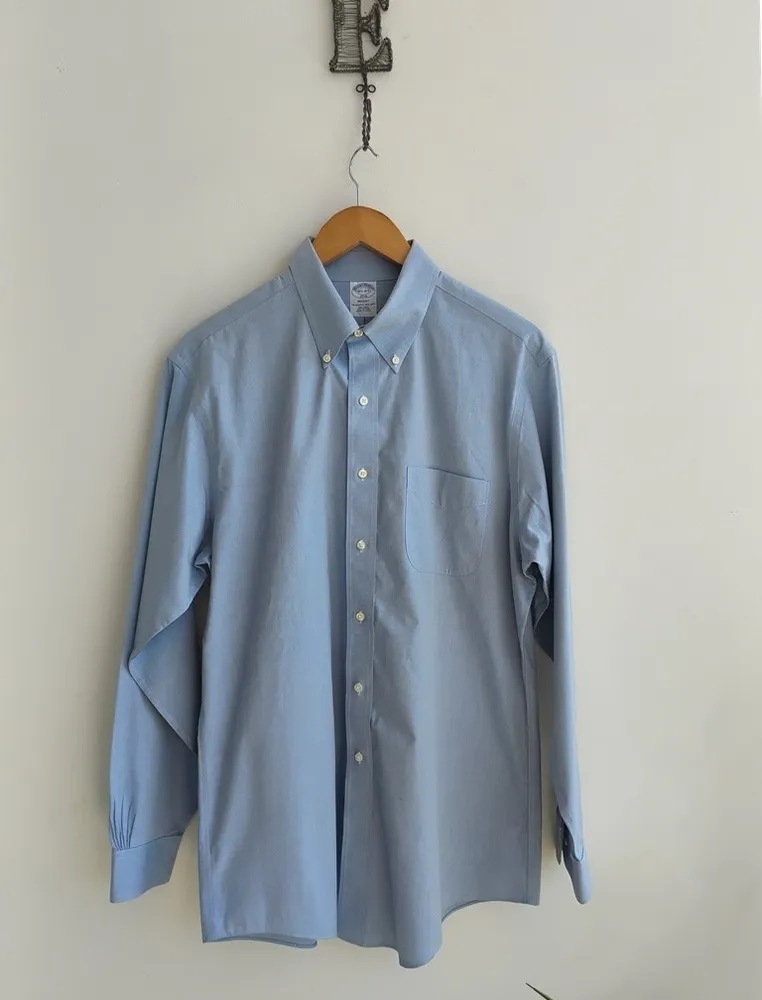 Brooks Brothers Camisa masculina azul claro m/l 16 1/2 4/5