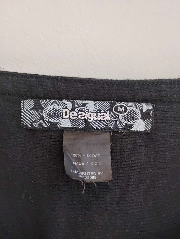 Desigual Bata preta bordada bordados coloridos - M