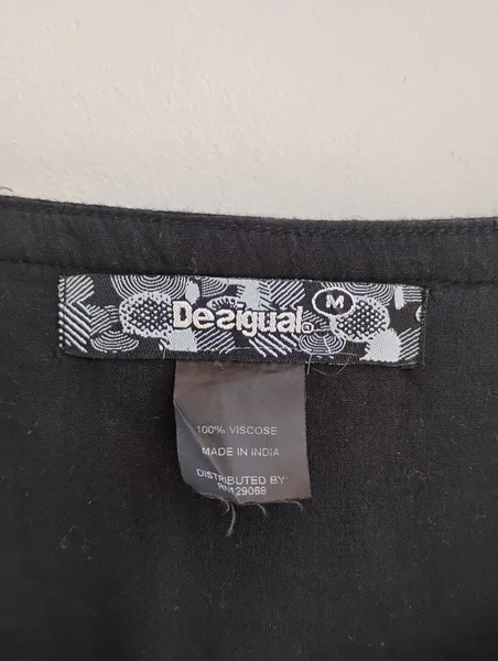 Desigual Bata preta bordada bordados coloridos - M