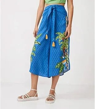 Renner pantacourt azul estampa tropical - P