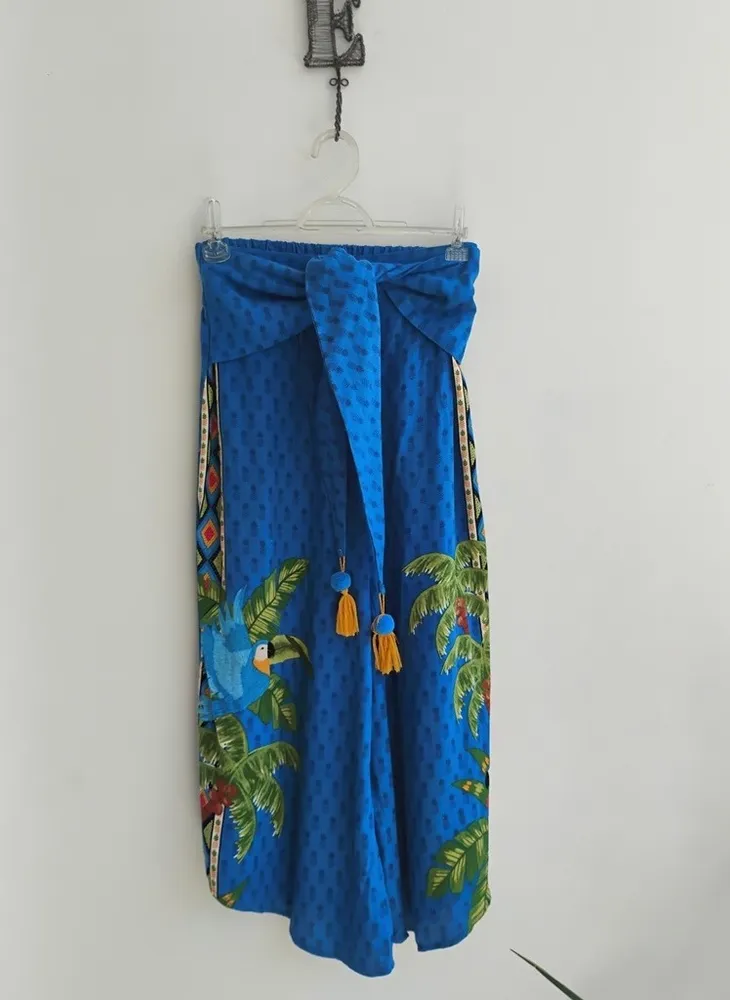 Renner pantacourt azul estampa tropical - P