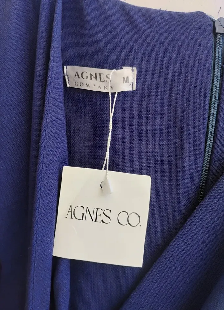 Vestido longo rodado azul escuro Agnes Co. - M