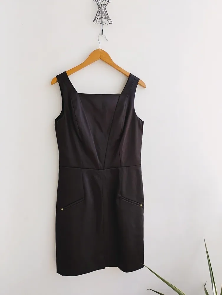 Maria Valentina Vestido alças largas preto acetinado NOVO -M