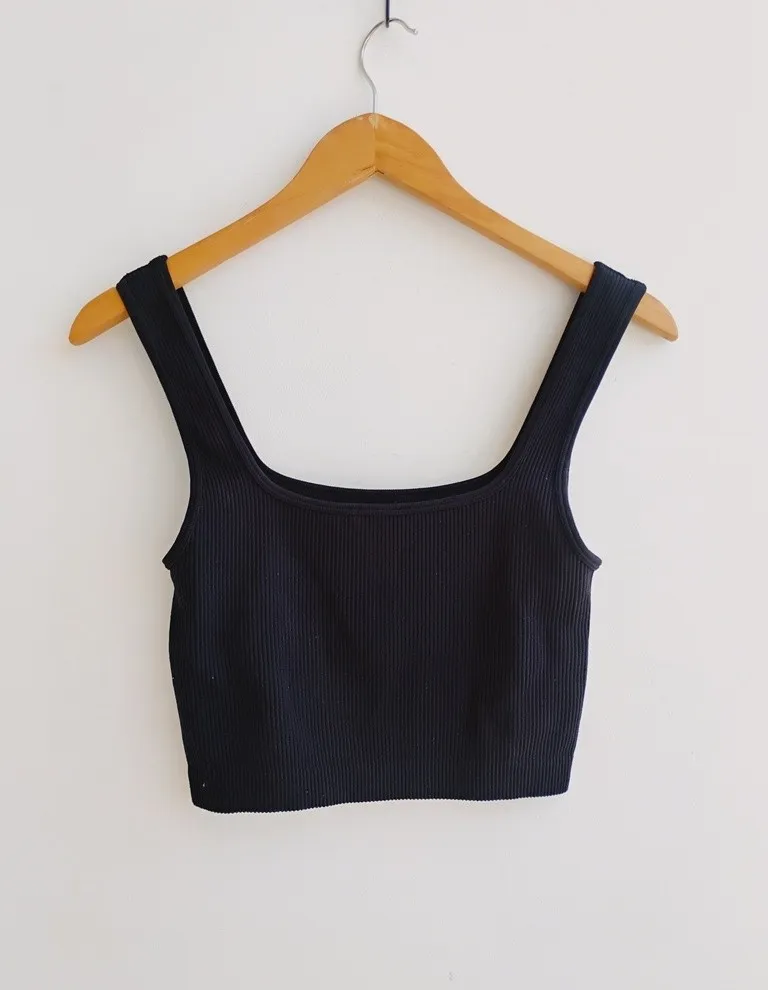 Zara regata cropped  preta canelada - G