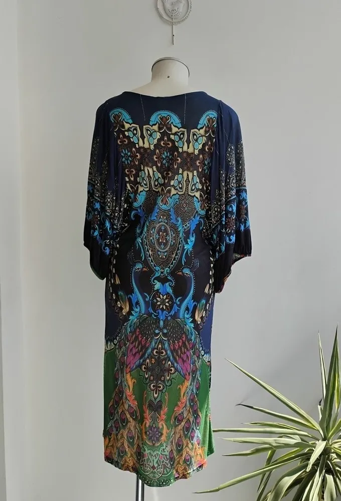 Farm vestido em malha estampada azul-marinho P