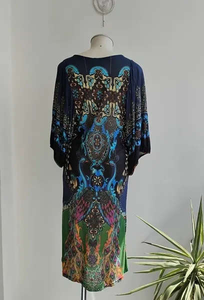 Farm vestido em malha estampada azul-marinho P