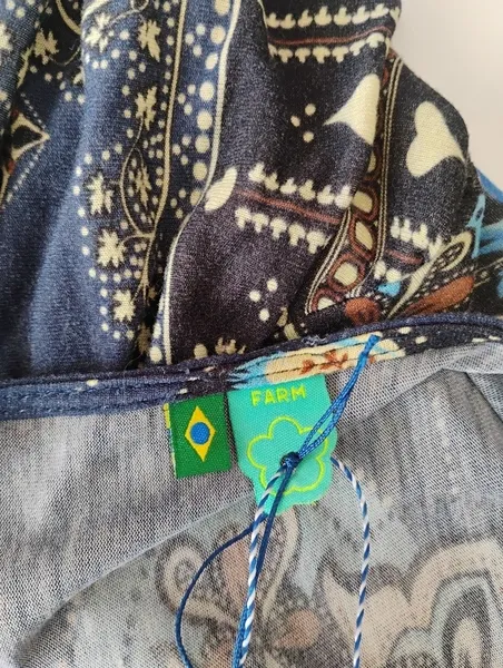 Farm vestido em malha estampada azul-marinho P