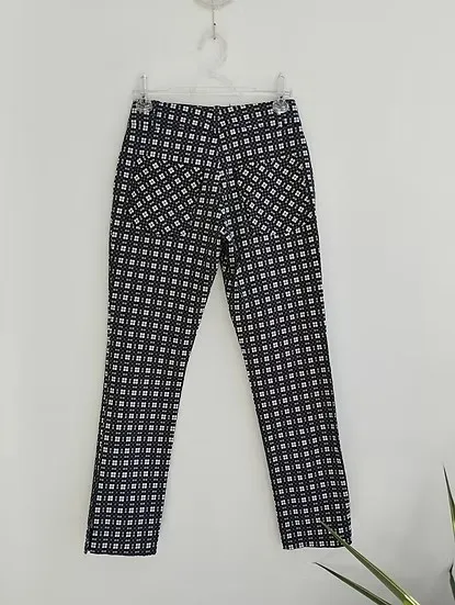 Fillity Calça skinny xadrez preto e branco - 38