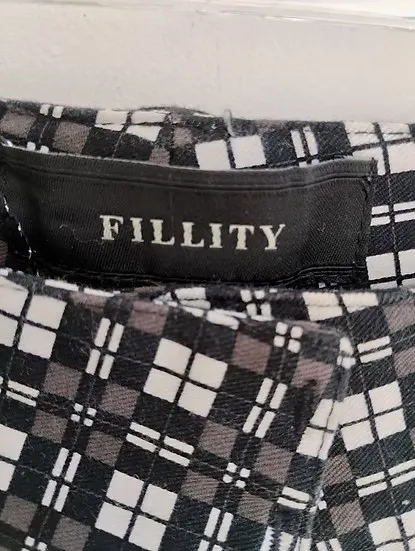 Fillity Calça skinny xadrez preto e branco - 38
