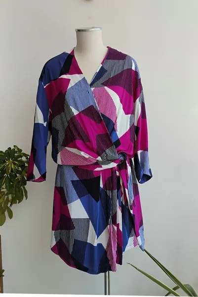 Cori vestido transpassado estampa geométrica - 40