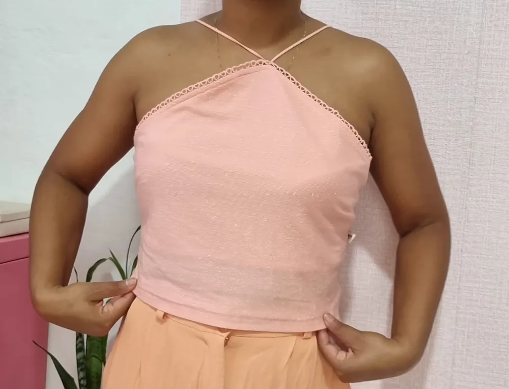 Cropped rosa de brilhos Antix