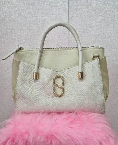 Bolsa de couro bege de ombro Schutz