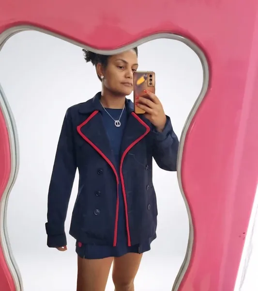 trench coat lucky ouro azul marinho