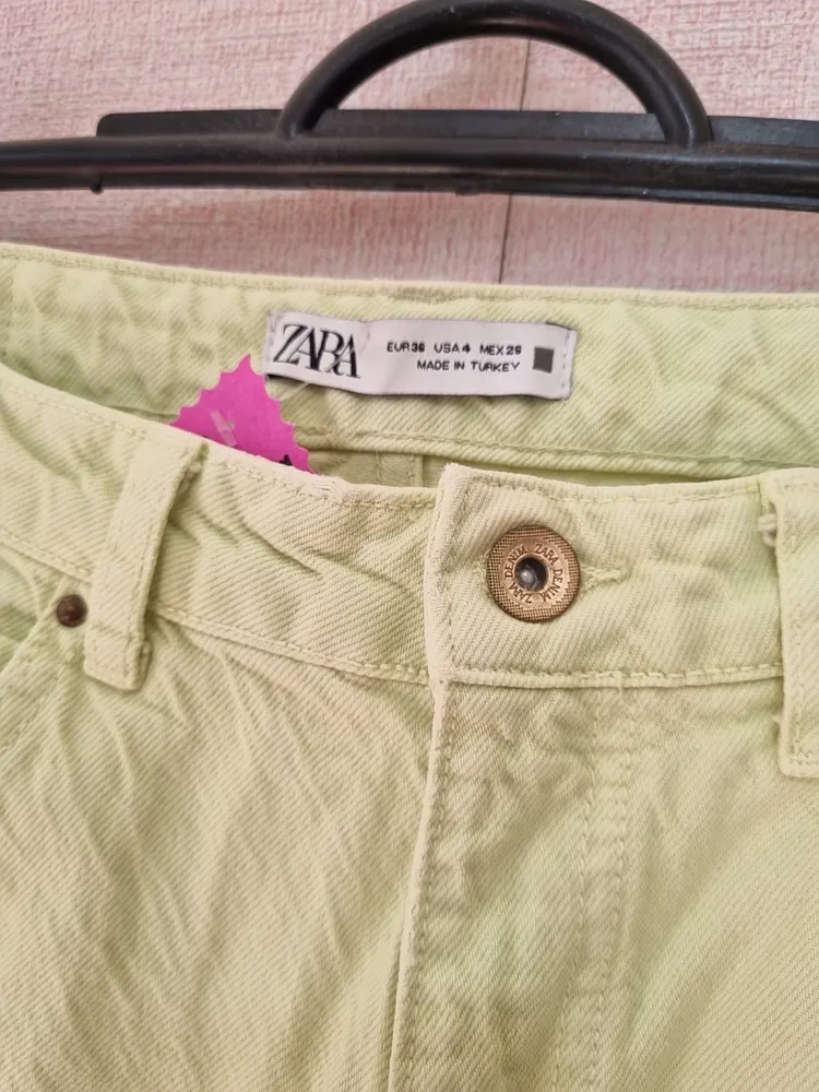 CALÇA DE ALGODÃO VERDE CANDY CINTURA ALTA ZARA