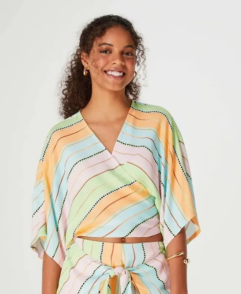 blusa cropped hering transpassada listrada