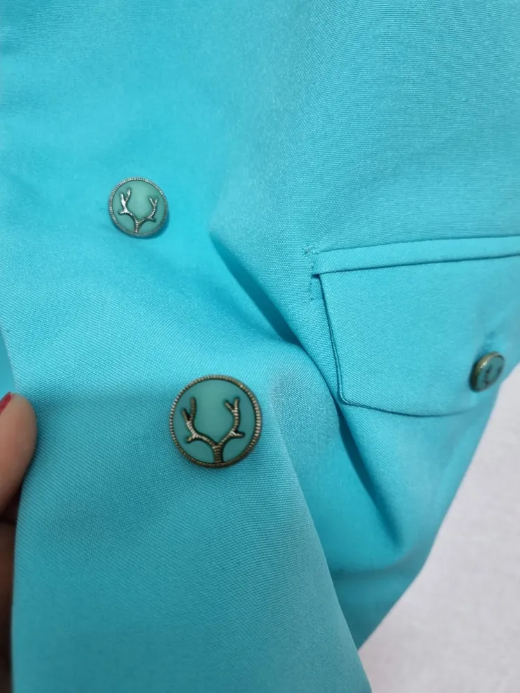blazer feminino manga curta azul celeste