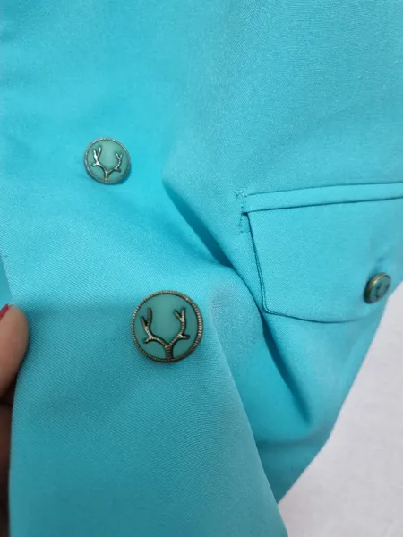 blazer feminino manga curta azul celeste