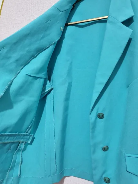 blazer feminino manga curta azul celeste