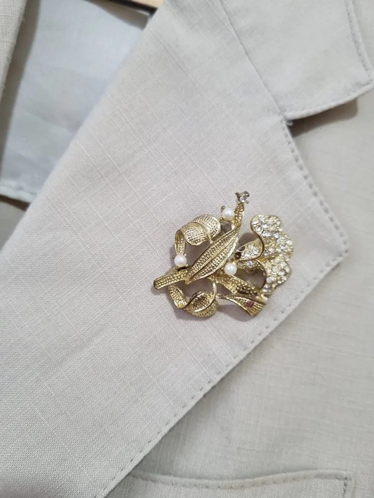 BLAZER BEGA COM BROCHE DOURADO