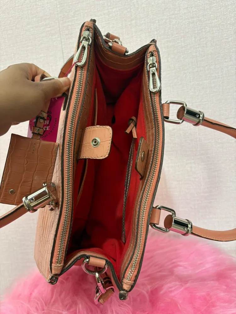 bolsa schutz couro croco nude rosado