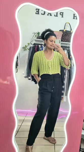 CALÇA PRETA CINTURA ALTA RENNER COM AMARRAÇÃO