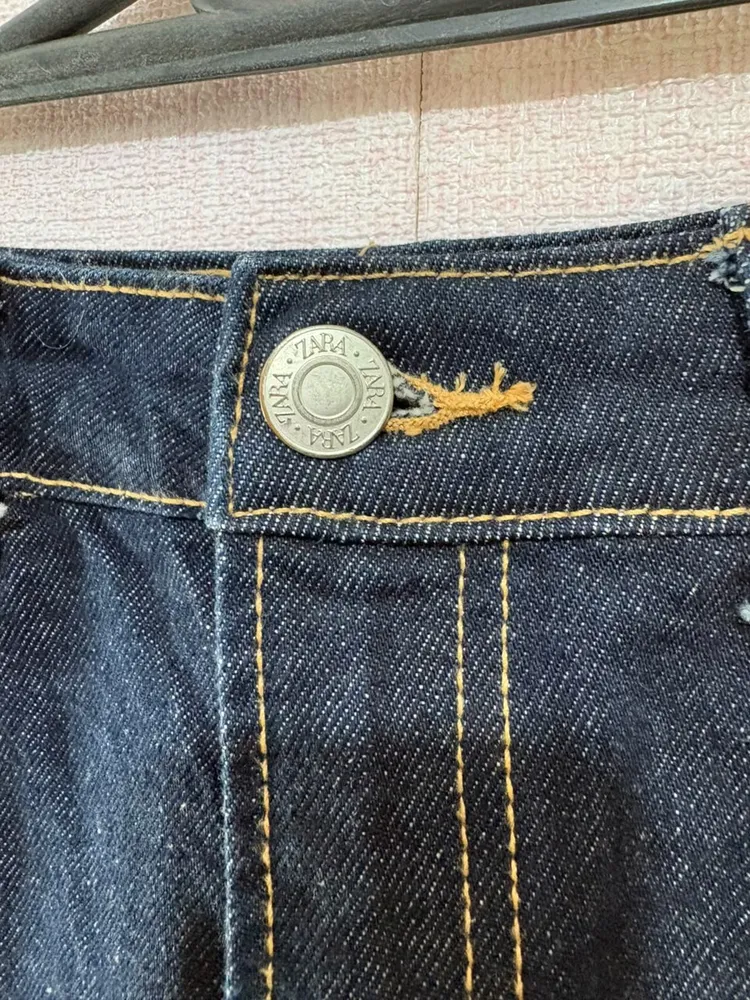 bermuda jeans escura zara cintura alta