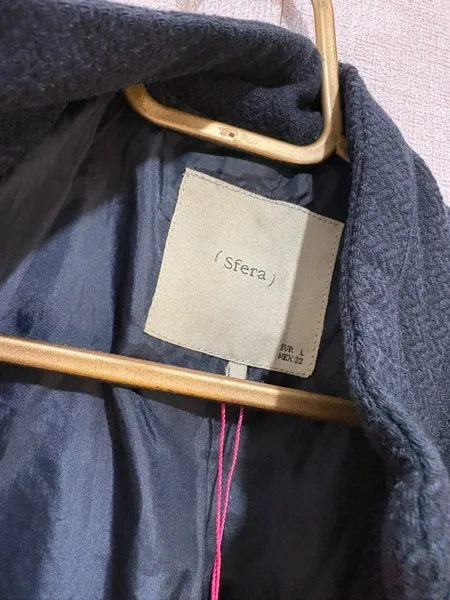 blazer de tecido estruturado e frizado azul marinho