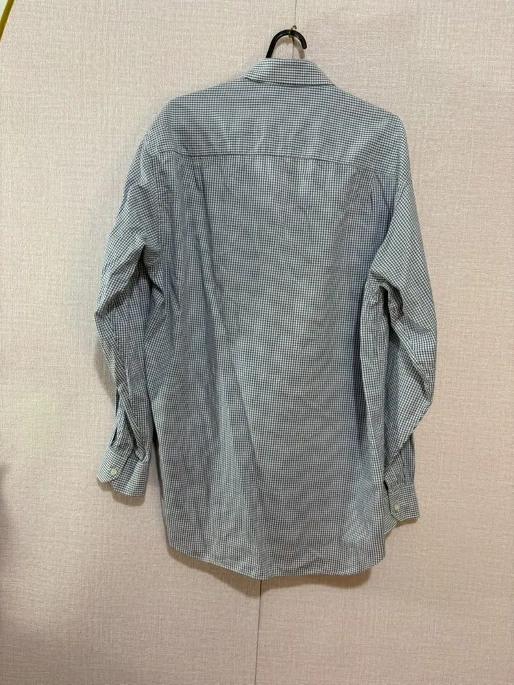 camisa manga longa lacoste quadriculada azul