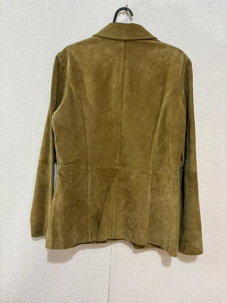 camisa manga longa de couro massini camurça caramelo