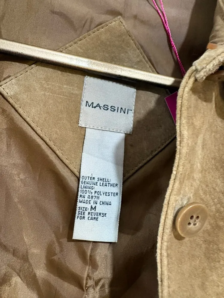 camisa manga longa de couro massini camurça caramelo