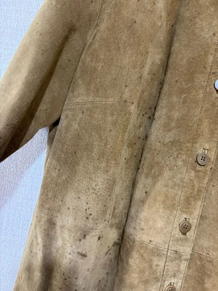 camisa manga longa de couro massini camurça caramelo