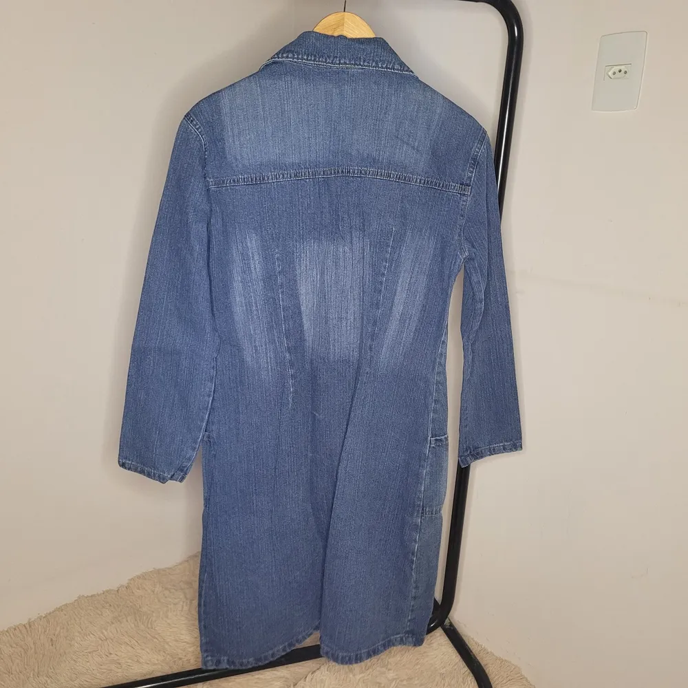 Jaqueta sobretudo feminino jeans - tamanho P