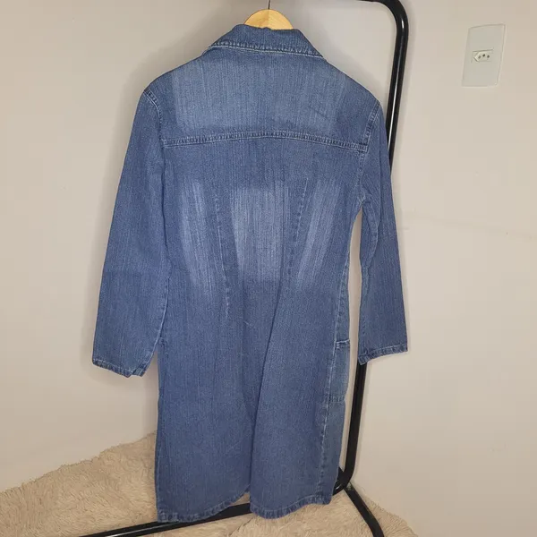 Jaqueta sobretudo feminino jeans - tamanho P